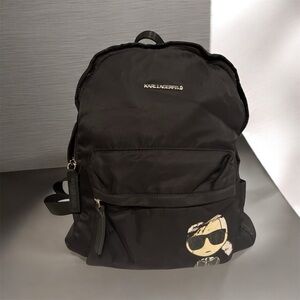 Karl Lagerfeld Medium Black Nylon Backpack 10x12x5.5